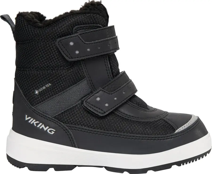 Viking Play Reflex Warm GORE-TEX -lasten talvikenkä, heijastava harmaa ja musta, kaksi tarranauhaa