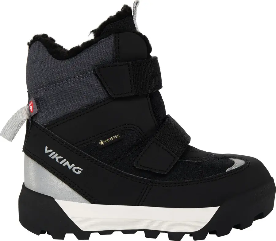 Viking Expower Warm GORE-TEX -lasten talvikenkä mustana, tarranauhat edessä
