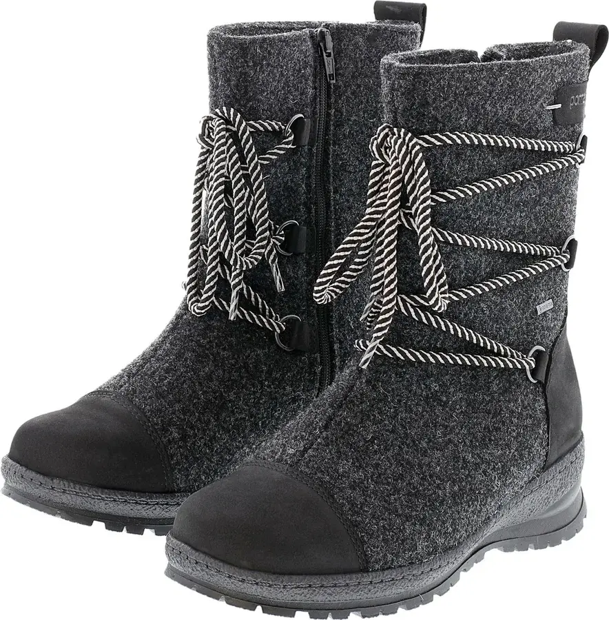 Pomar Koli XW GORE-TEX -huopasaapas naisille, graniitinharmaa huopa ja musta nubukki